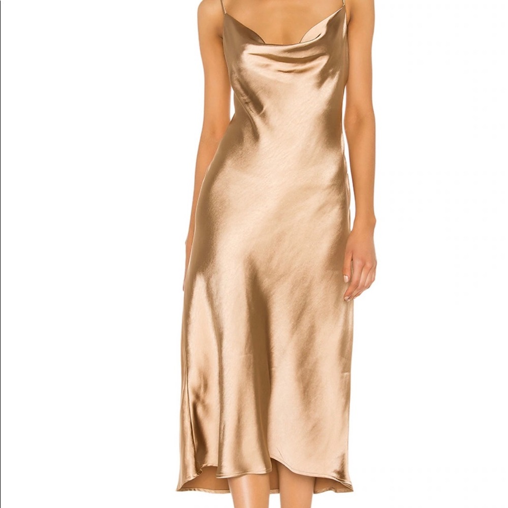 Lover and Friends Geller Midi Dress in Gold, XS